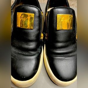 Giuseppe Zanotti Slip On Sneakers Size 40 Black with Gold Zipper